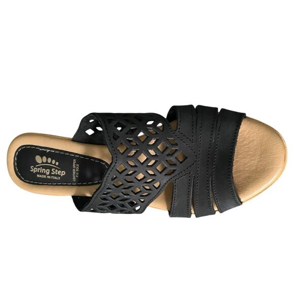 Spring Step Sandals Women Size 8 Italy 3" Cork Wedge Open Toe Leather - Picture 6 of 6